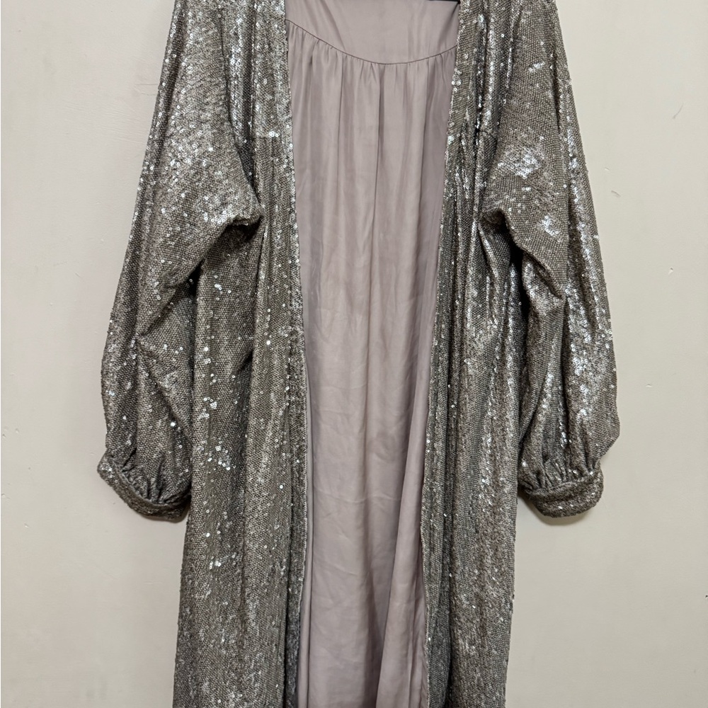 Saltwater LUXE Shimmering Silver Sequin Robe